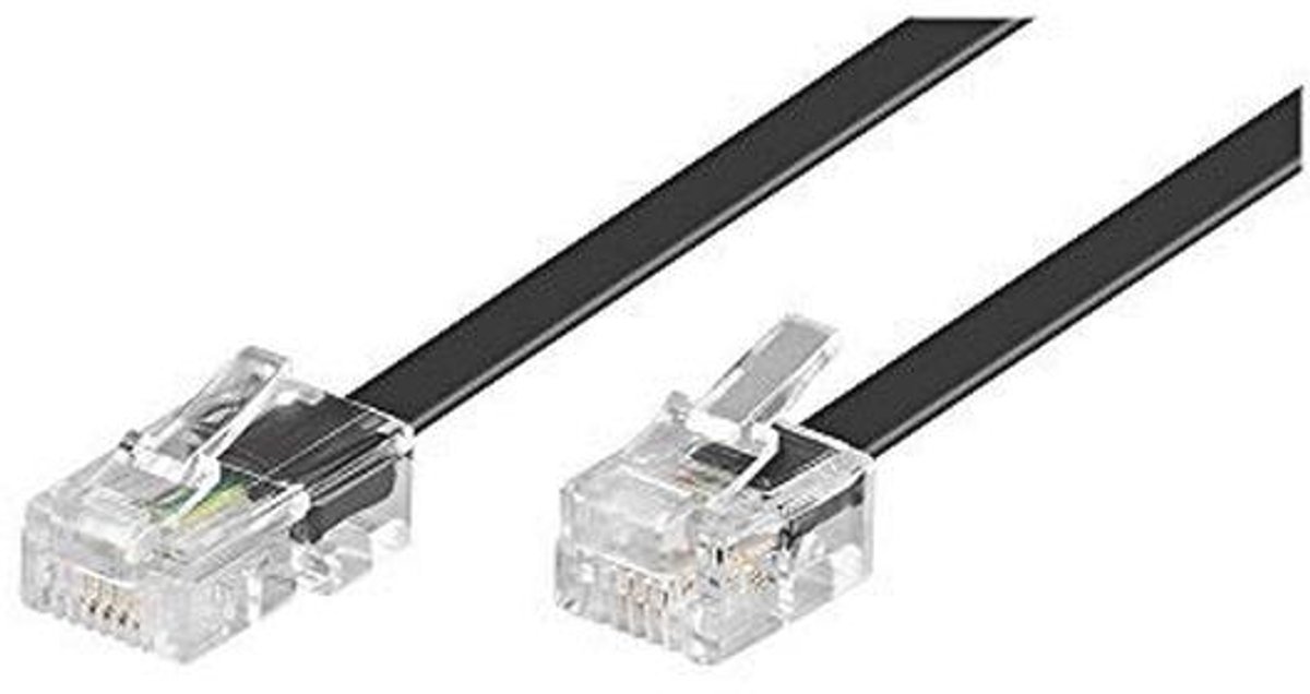 Telefoonkabel RJ11 naar RJ45 - Platte DSL-kabel voor fax & modem - Zwart 6m