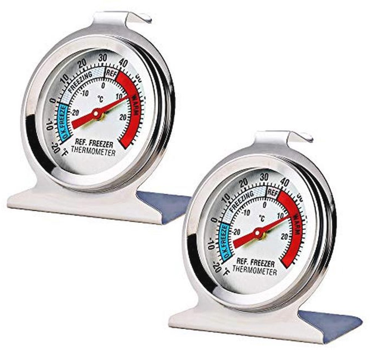 Koelkast Diepvriezer Thermometer - 2 Pack Grote Wijzerplaat Thermometer