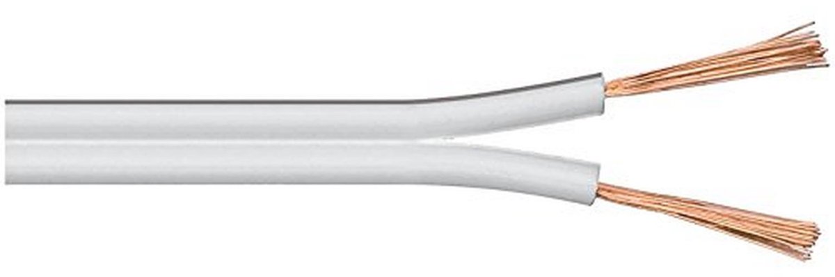 Luidsprekerkabel 2 x 0,5 mm² koperen kabel per meter - Wit - Geschikt voor Hifi-installaties en Thuisbioscoopsystemen