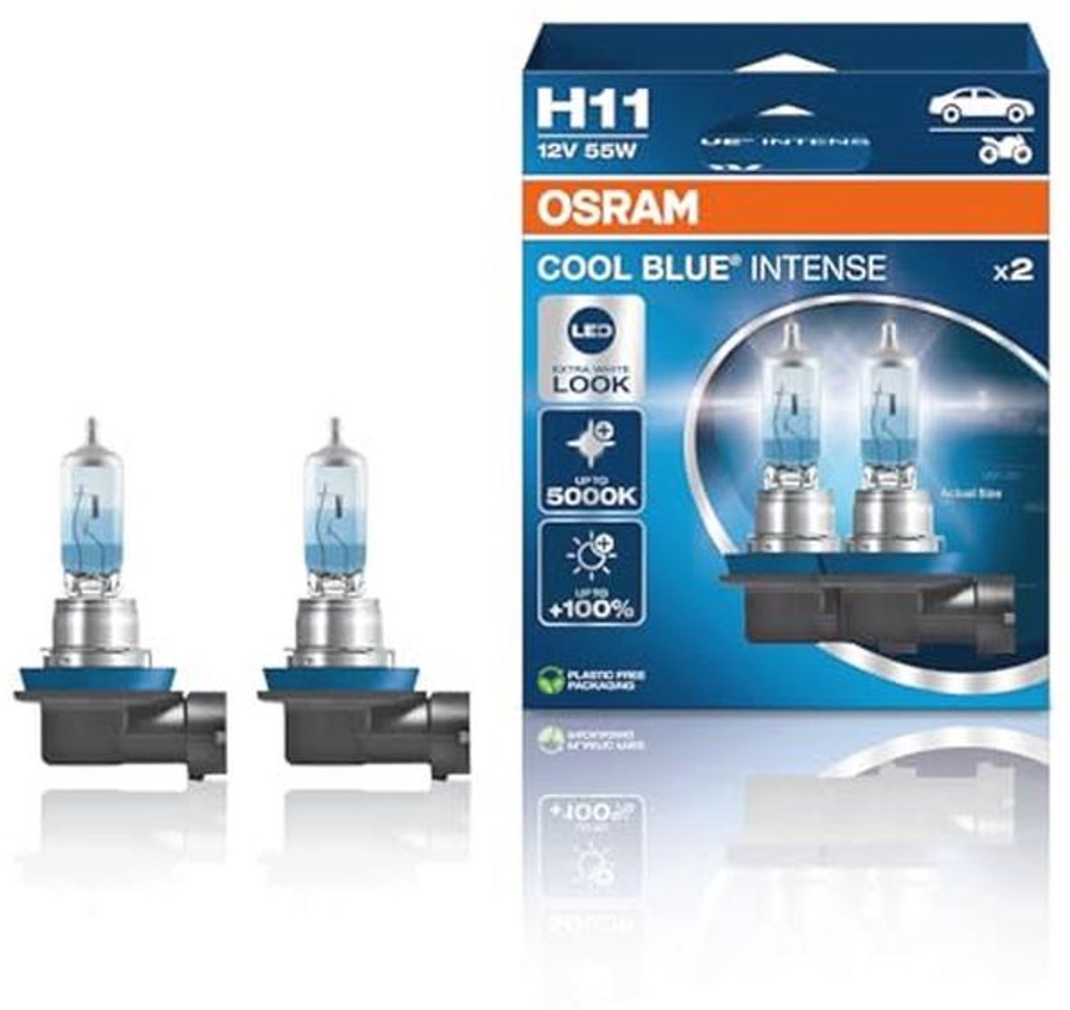 H11 Halogeen Koplamplampen - +100% Meer Helderheid, LED-Look, Duobox (2 Lampen)