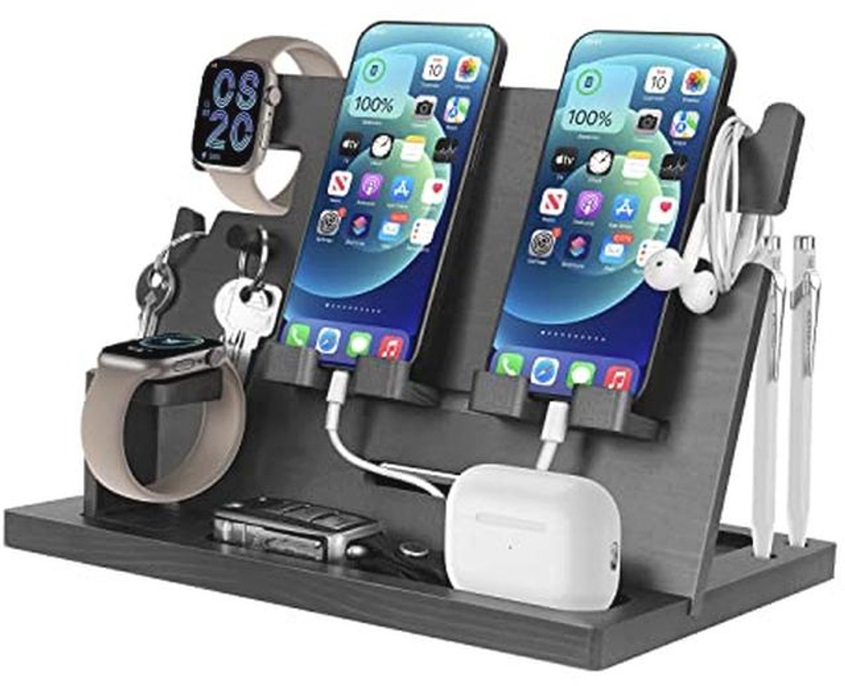 Houten Telefoondockingstation voor Mannen - Perfect voor Vaderdag en Verjaardag