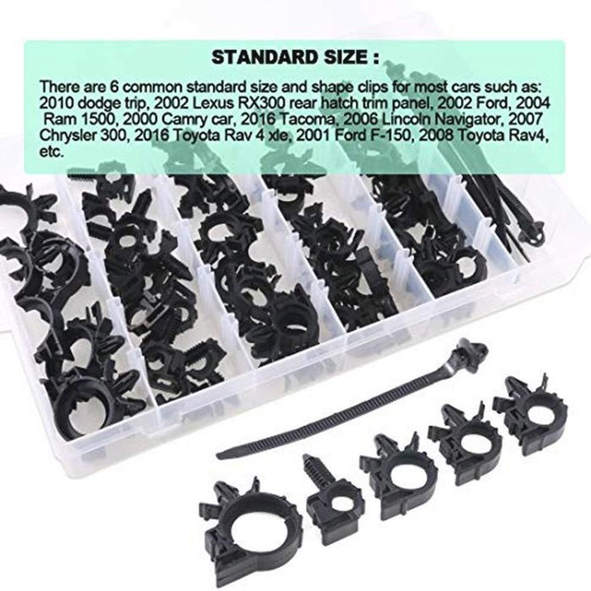 56 Stks Auto Draad Loom Routing Clips - Assortiment van Universele Bedrading Harnas Clips in 6 Maten — cadeau in Cadeau-ideeën - foto 3