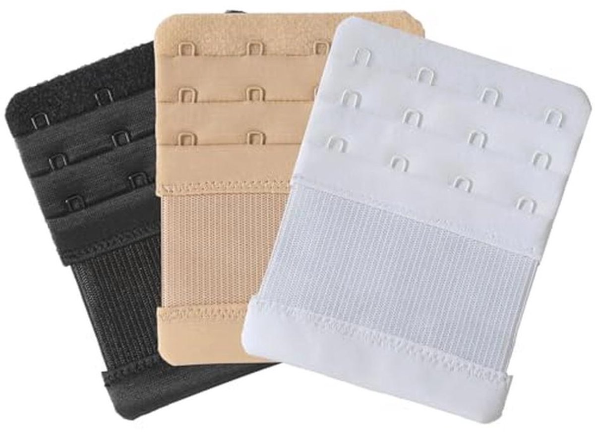 Elastische BH-verlenging met 4 haken - Comfortabele en duurzame beha-extender - Set van 3 stuks