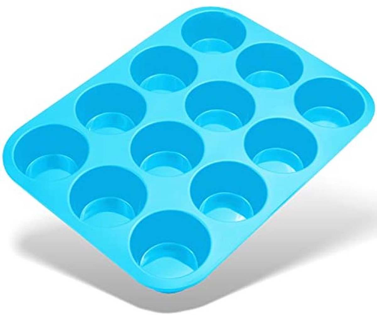 Silicone Muffin Baking Mould with 12 Cavities - Non-Stick Cupcake and Brownie Mould