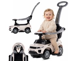 Loopauto kinderauto schuifauto vanaf 1 jaar en duwauto met claxon en muziek, opbergruimte onder de zitting (Wit)