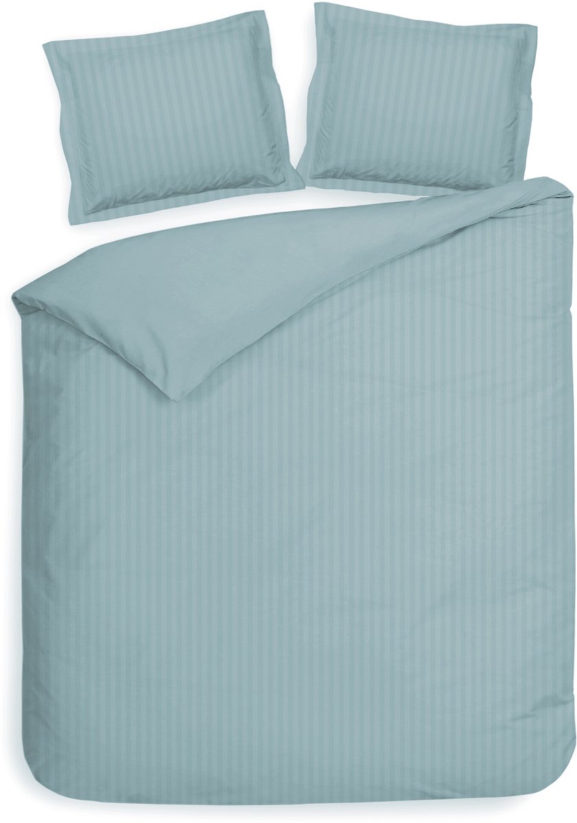 Heckettlane Dekbedovertrek Banda - Bedlinnen met Strepen - 260x200-220 cm - Lits-Jumeaux XL - Lits-Jumeaux XL - Blauw - Dekbedovertrek van 100% Katoen-Satijn Sphere Blue