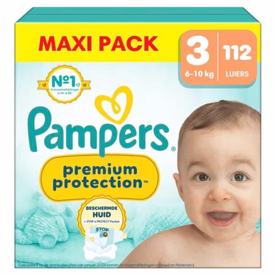 Pampers - Premium Protection - Maat 3 - Mega Pack - 112 luiers - 6/10 KG