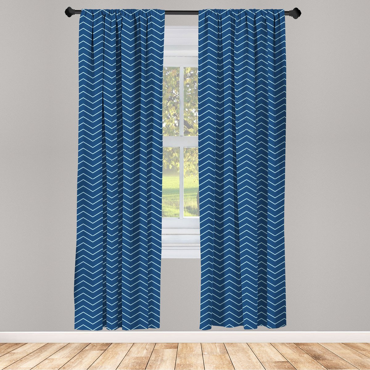 ABAKUHAUS Voorhang – 2x75x175 cm – Microvezel, Halfdonker, marineblauw/babyblauw