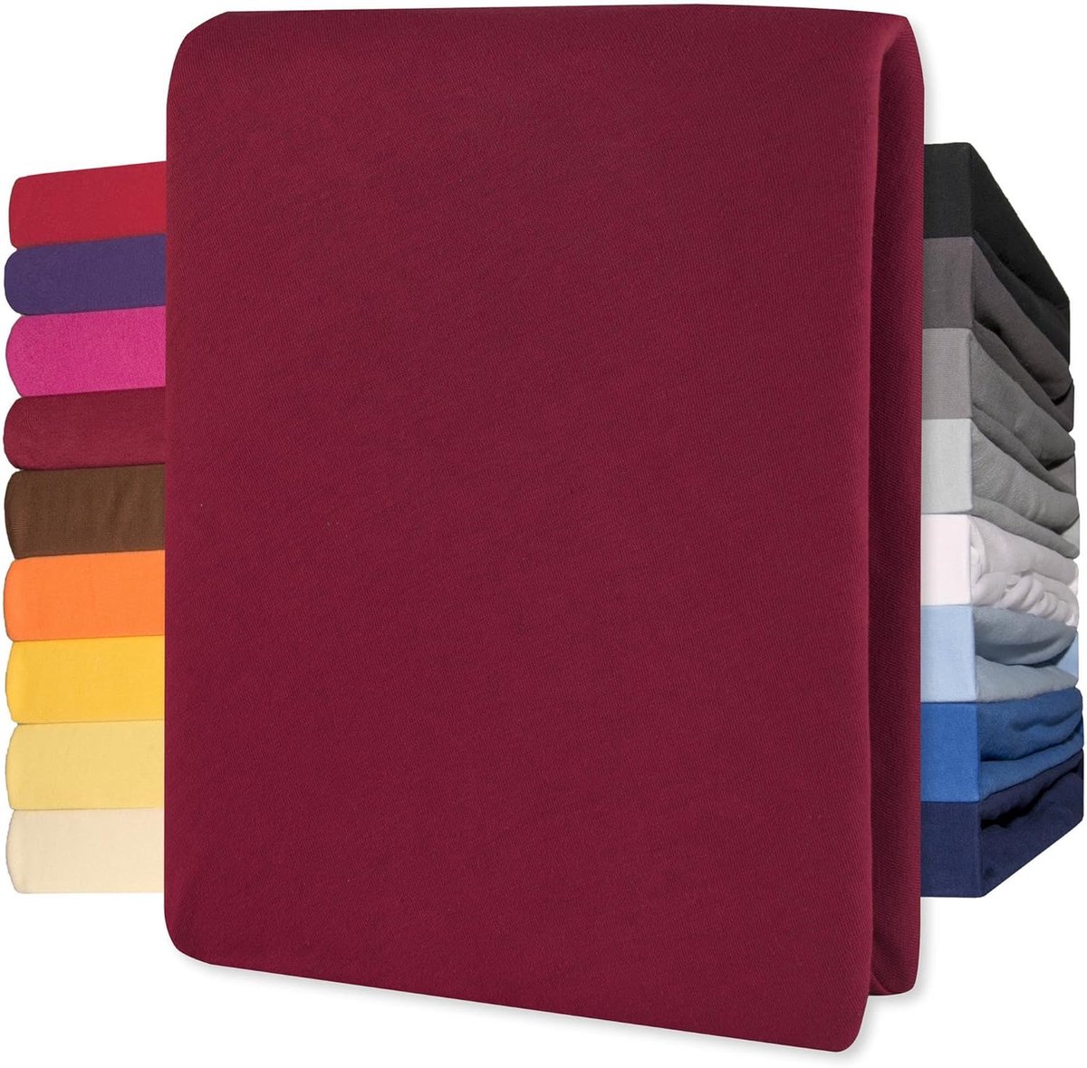 Lucina Hoeslaken Jersey Katoen Stretch 30cm Hoge Hoek - bordeaux 180x200cm - 200x200cm