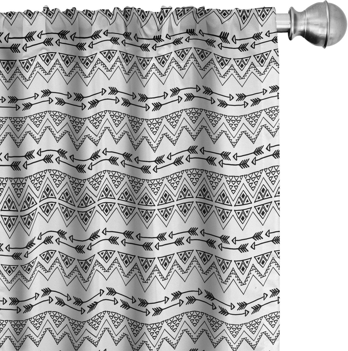 ABAKUHAUS Stammesgordijnen – Geometrische Zigzag – 2x75x225 cm – Antraciet/Wit