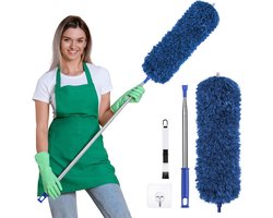 Uitschuifbare Plumeau met Mini Vensterreinigingsborstel - Roestvrijstalen Handvat - Schoonmaakset voor Stofverwijdering - Multifunctionele Reinigingsborstel