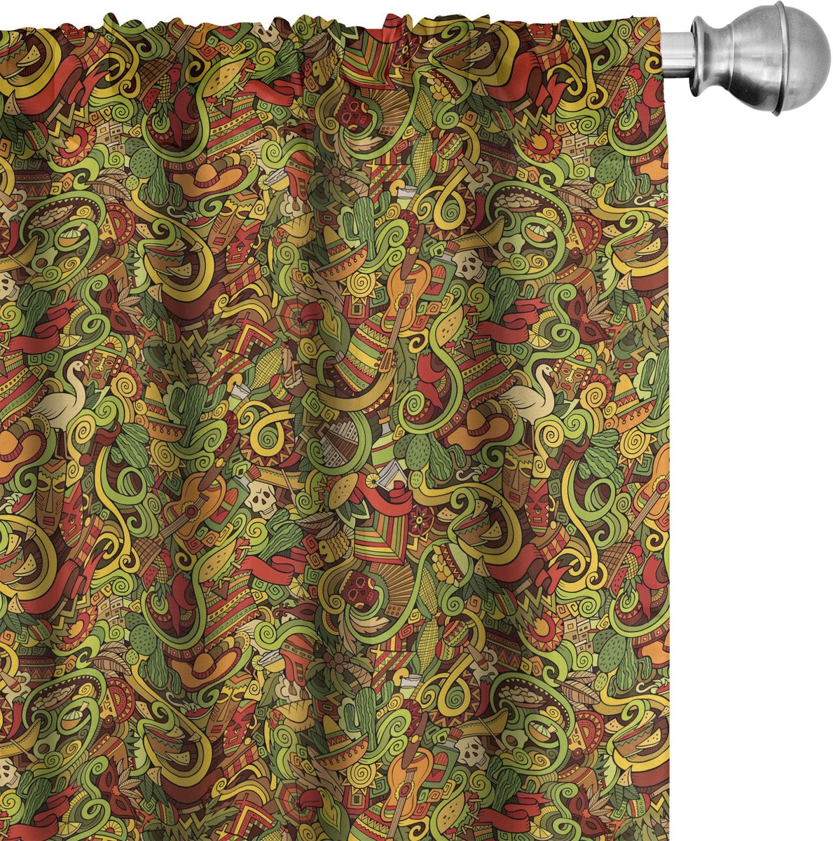 ABAKUHAUS Fiesta – Gordijnen 2-delige set – veelkleurig, 75x245 cm – microvezel Mehrfarbig