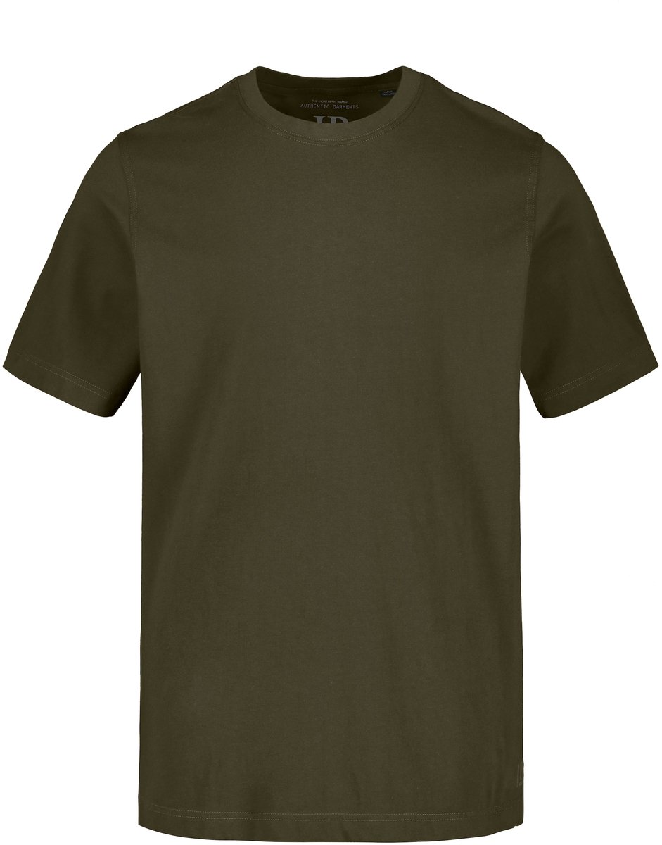 JP 1880 - Heren - T-shirt basic ronde hals gekamd katoen - Donkerolijf - Maat 4XL