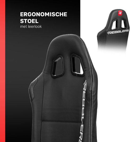 REBBLERS® PRO Premium Racing Cockpit - Race Simulator + Vloermat - Verstelbaar van Formula naar GT/Rally - Zwart van Rebblers — afbeelding 4