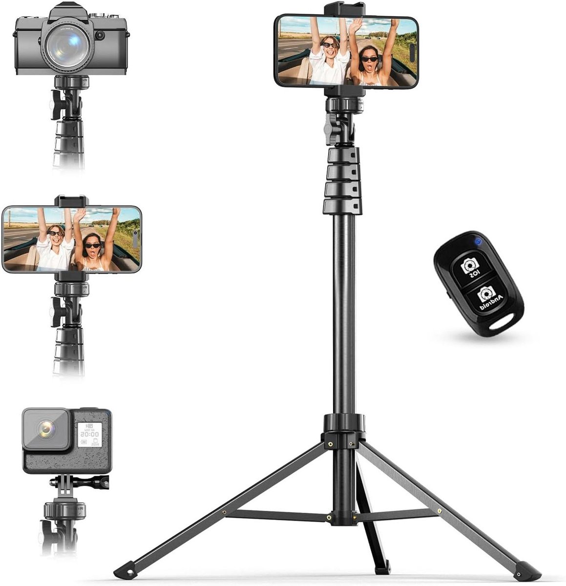 Cosensi - Selfie Stick Statief voor Mobiele Telefoon - Verlengbaar - Bluetooth-afstandsbediening - iPhone - Android - 157cm