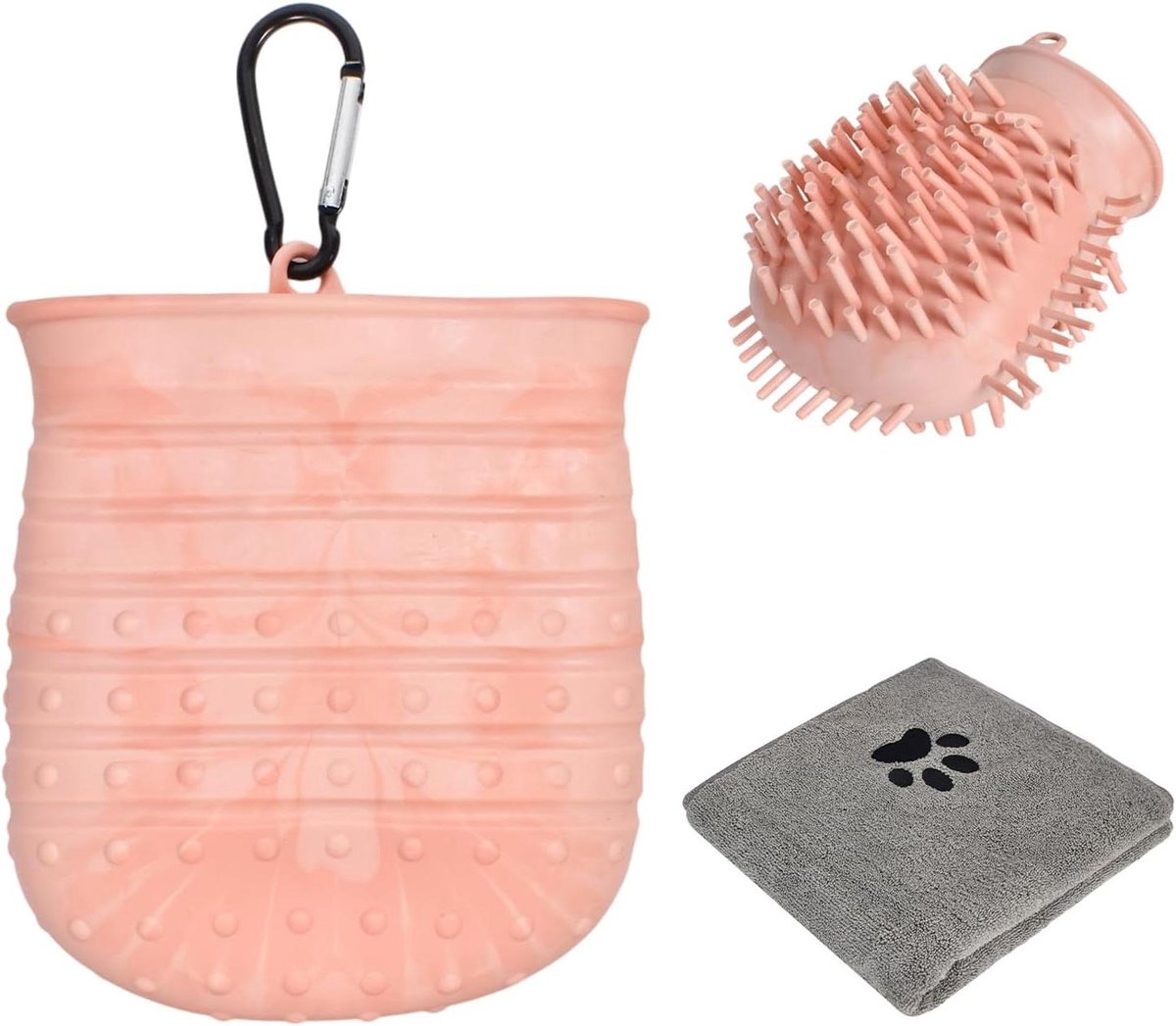 Cosensi - Hondenpootreiniger Voetwasser Absorberende Handdoek Massageborstel Multifunctionele Draagbare Reinigingsbeker Geschikt voor Middelgrote Honden.