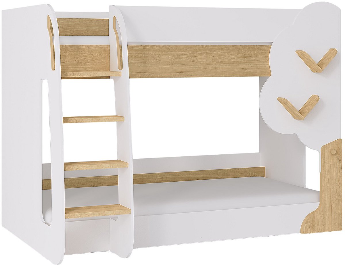 Vente-unique Stapelbed hout natuurlijk licht, wit 90 x 190 cm