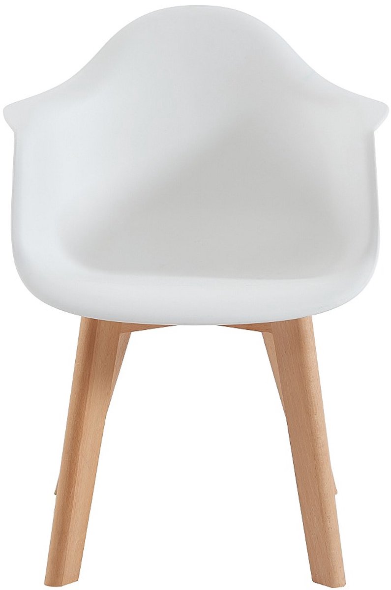 Vente-unique Set van 2 kinderstoelen met armleuningen van polypropyleen en beuken - Wit - POUPINETTE