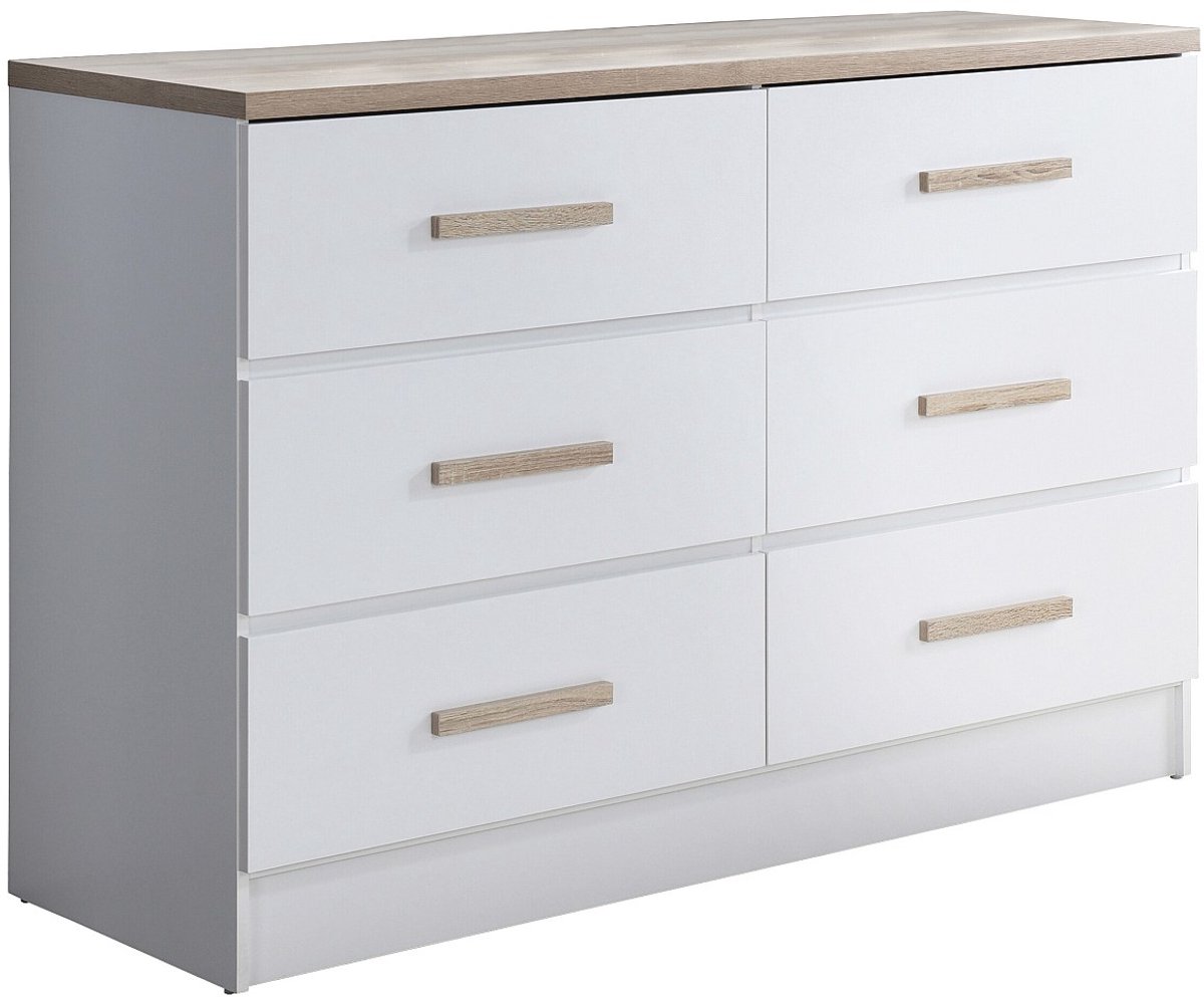 Vente-unique Ladekast met 6 lades - Wit en naturel - SKAIDO Natuurlijk licht, Wit