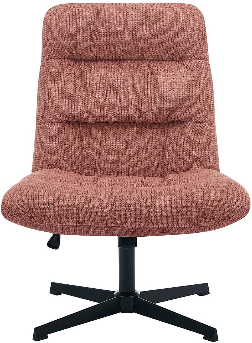 Vente-unique Draaifauteuil van terracottakleurige gechineerde stof SELENDO