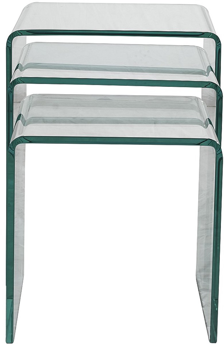 Vente-unique Set van 3 inschuifbare bijzettafels MINKA - glas