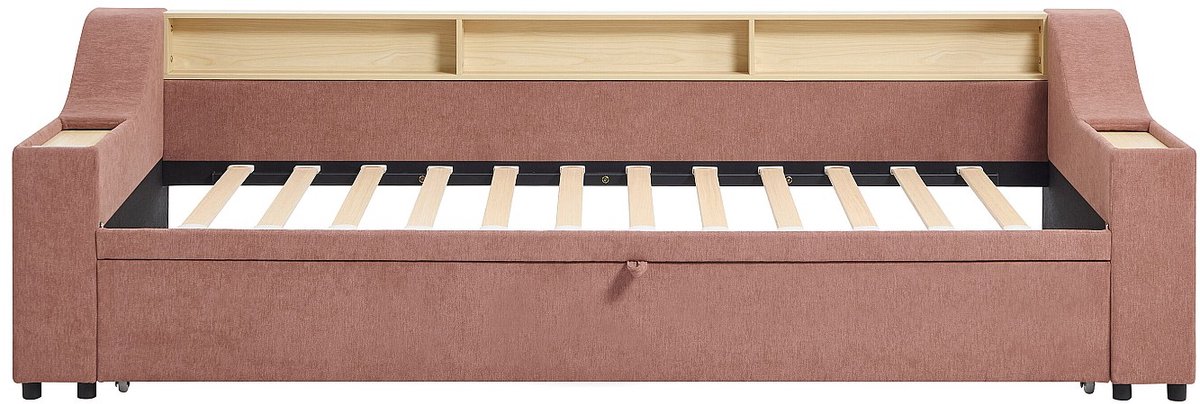 Vente-unique Bedframe stof roze 2 x 80 x 200 cm