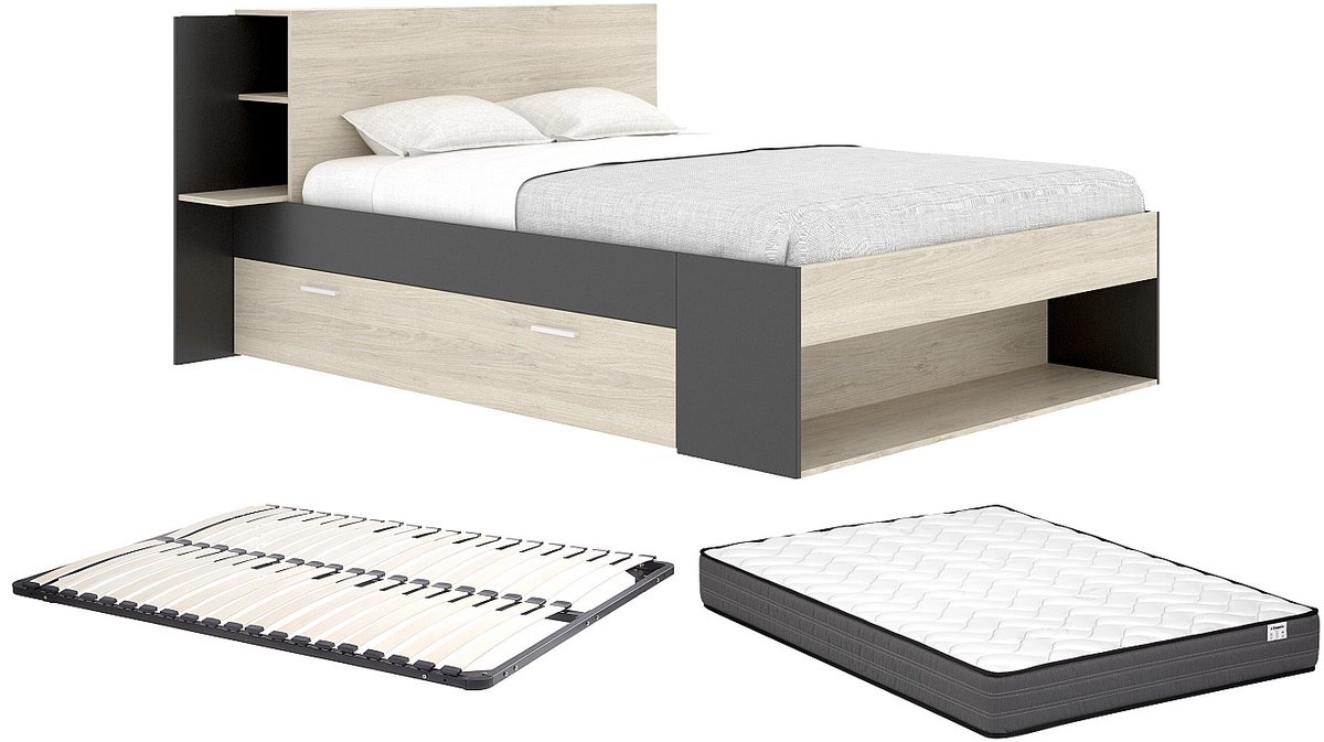 Vente-unique Bedframe hout zwart 140 x 190 cm KEROSIA