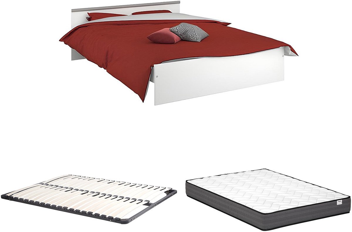 Vente-unique Bedframe hout wit 140 x 190 cm