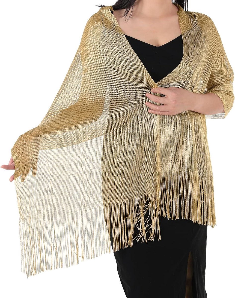 Cosensi Glimmende metallic sjaal met clip voor trouwjurken Étole Bruidsaccessoires Any