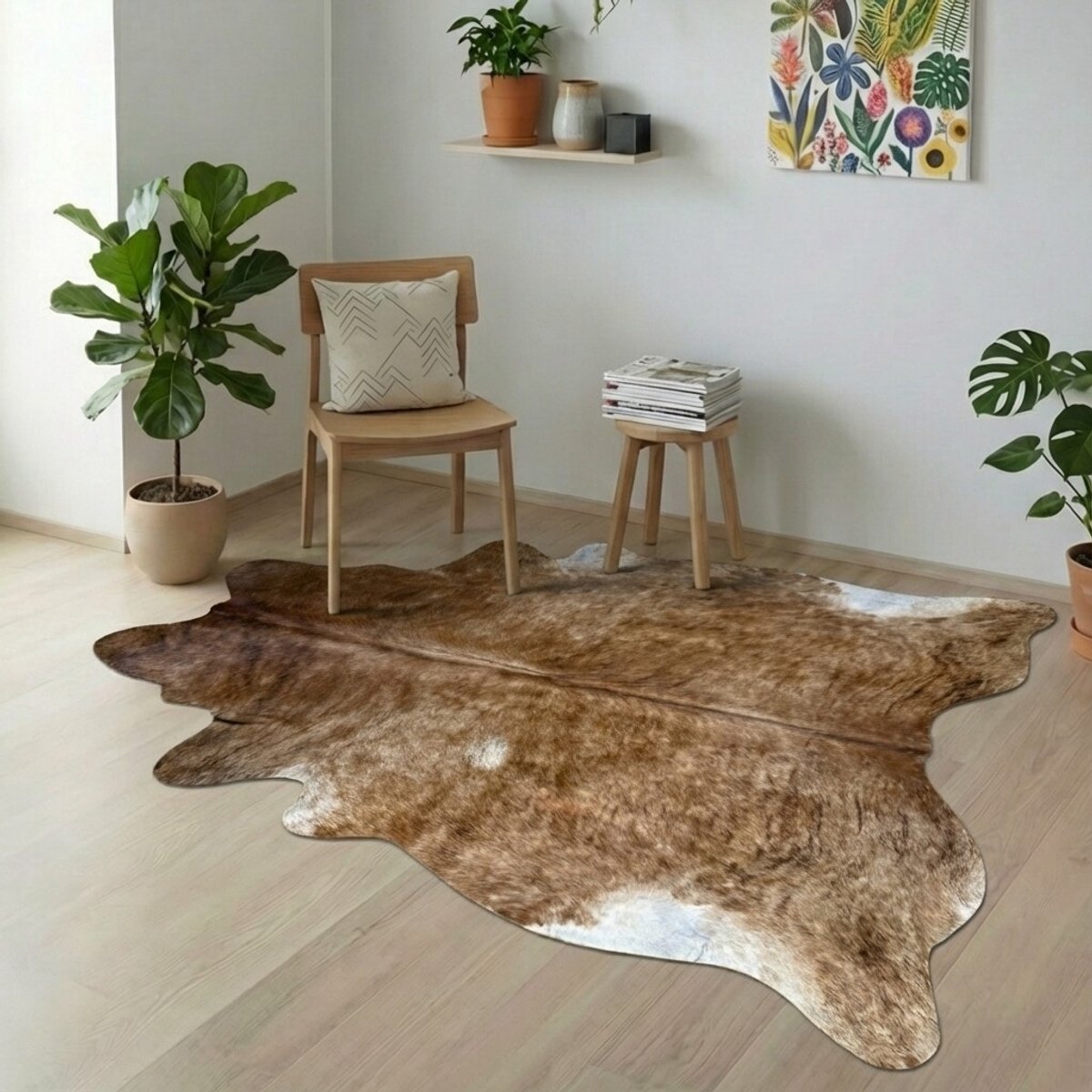 Koeienhuid Vloerkleed - Effen / Solid / 0170 - 201 x 210 cm - Koeienkleed / Koeienvel / Dierenvel / Dierenhuid / Koehuid Tapijt
