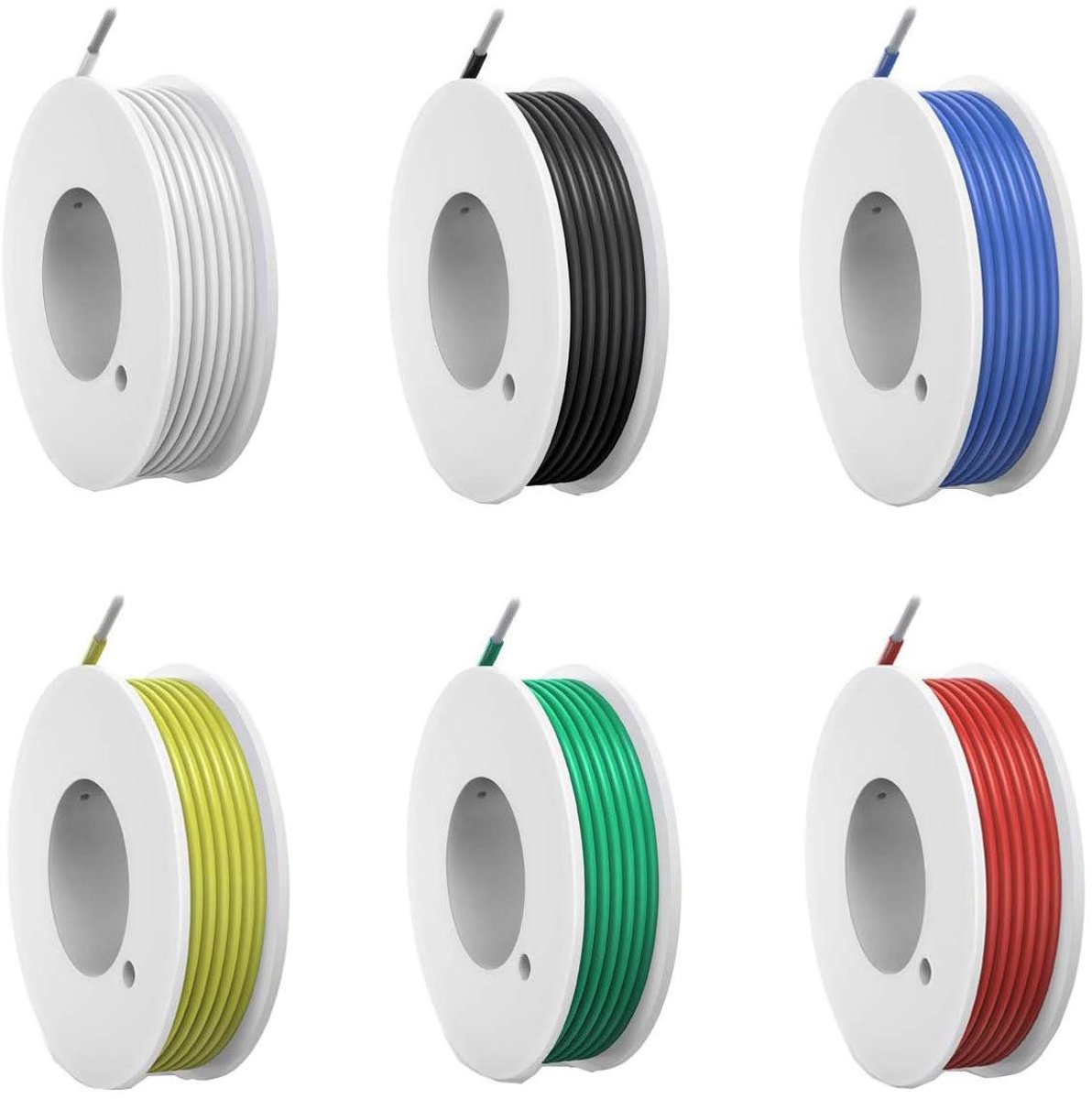 Cosensi - Flexibele elektrische kabel van 26 AWG - 6 kleuren - 10 meter per kleur - voor lampen, huishoudelijke apparaten, meters etc. - vertind koper - aansluitdraad
