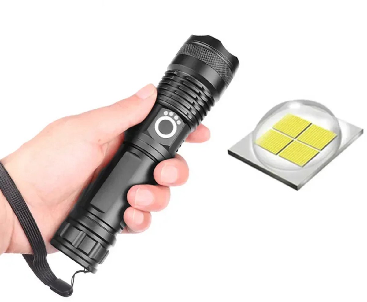 USB High-Power Zaklamp XHP70.2, Super Heldere Oplaadbare Zoom LED Tactische Zaklamp XHP70, Compatibel met 18650