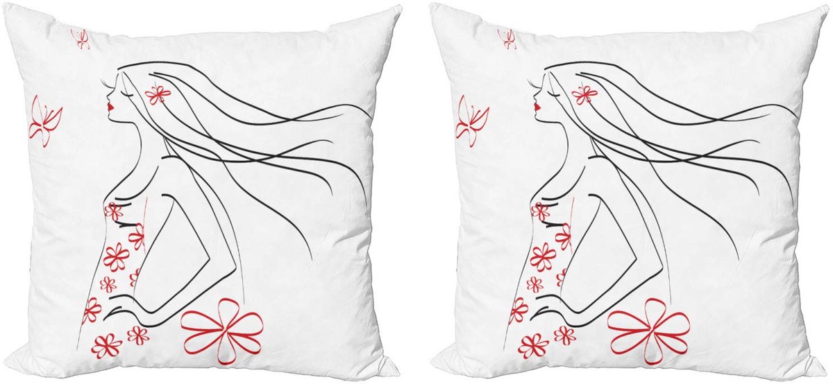 ABAKUHAUS Kussenhoesenset 2x50x50 cm – Dubbelzijdig digitaal bedrukt – Veelkleurig Anthrazit grau