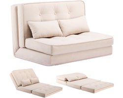 COMHOMA - Slaapbank Klein Bed - 6-traps Verstelbare Rugleuning - Beige