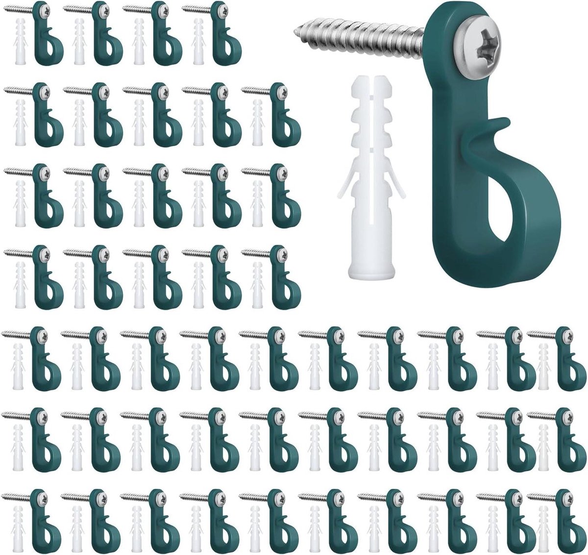 Schroefhaken voor buitenverlichting - Set van 50, heavy duty haken voor kerstverlichting e