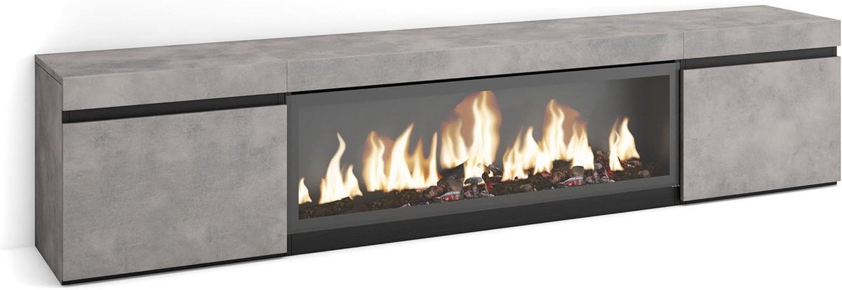 Lowboard TV-Meubel met Elektrische Haard XXL voor Televisies tot 80 Inch