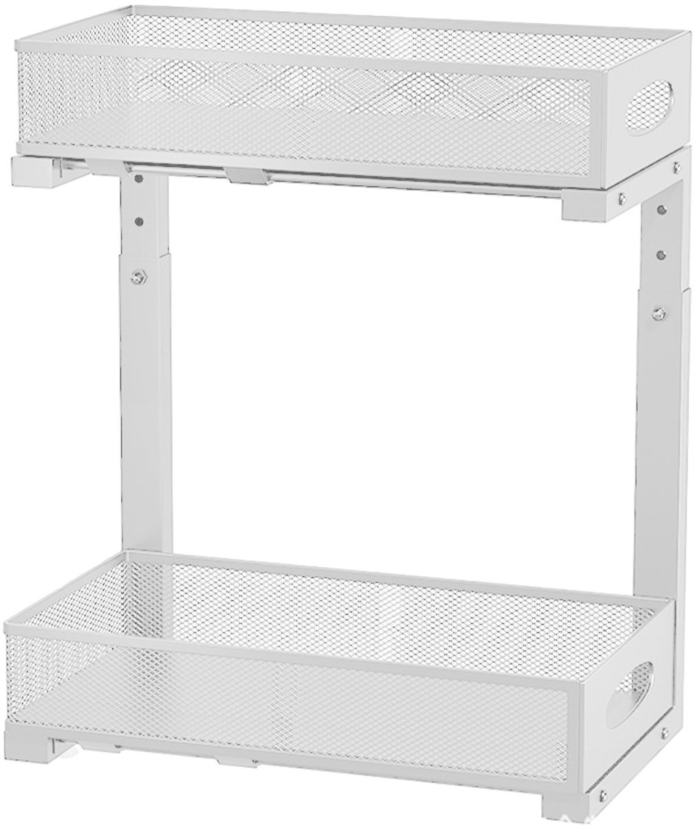 Schuiflade keukenkast - Organizer lade - Keuken ladekast - Gootsteenkast organizer - Opbergrek voor het aanrecht - Tweelaags ladesysteem - Opslag voor keukenkast of badkamerkast - wit - 40x20x50CM