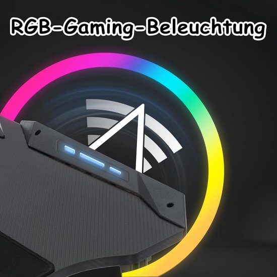 Gamer Bureau Zwart 140x60 cm met LED Verlichting - Ergonomische PC Tafel — afbeelding 4