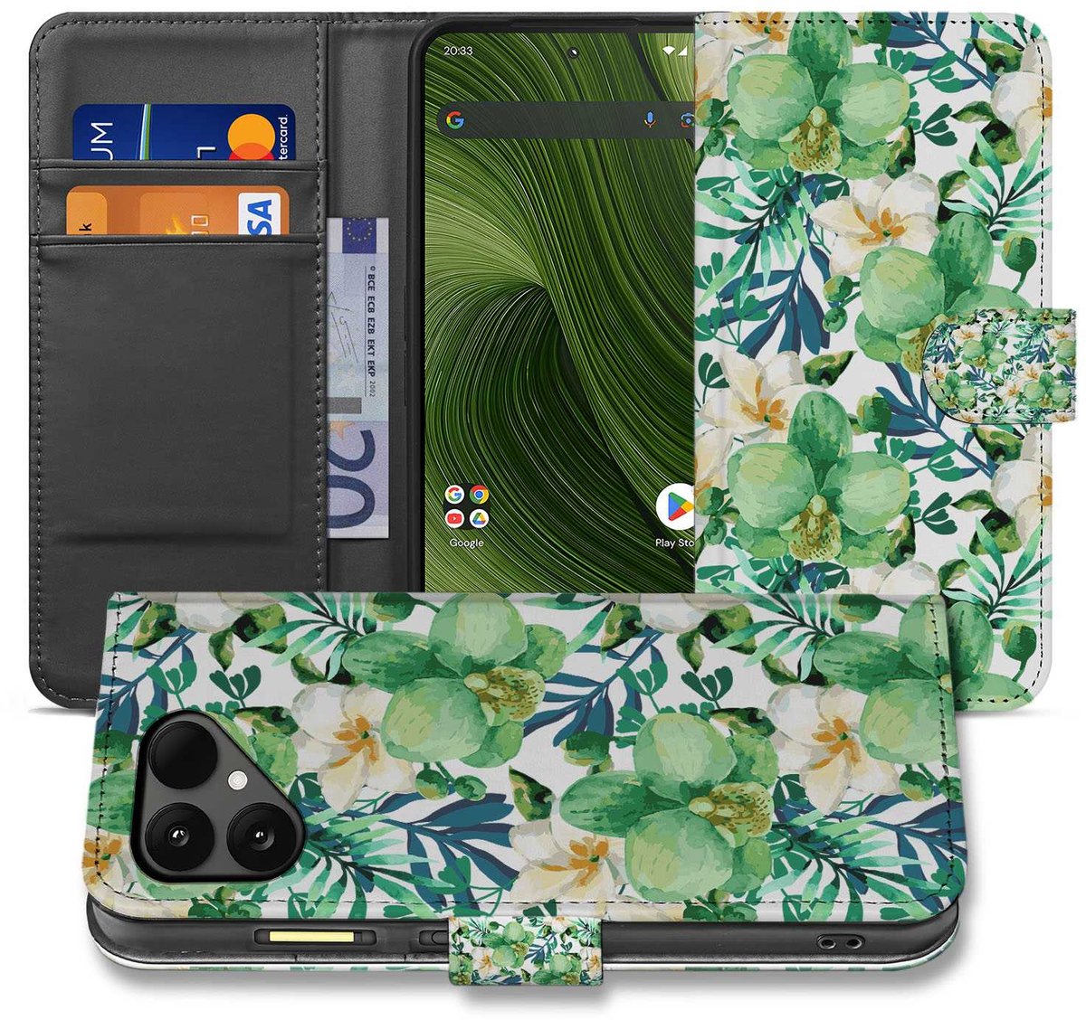 Orchidee Groen Fairphone 6 Portemonnee Hoesje