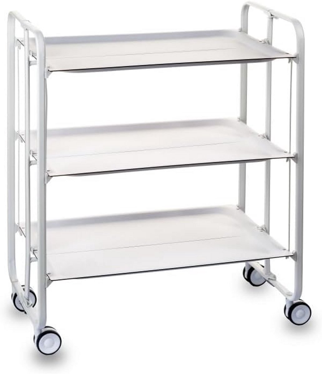 Inklapbare Serveerwagen 3-Laden - Mobiele Trolley voor Drankjes en Servies - Wit