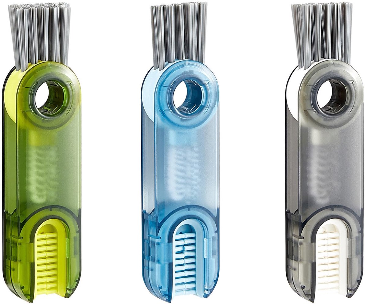 Unyqoos® Set van drie multifunctionele siliconen borstels voor flessen en deksels