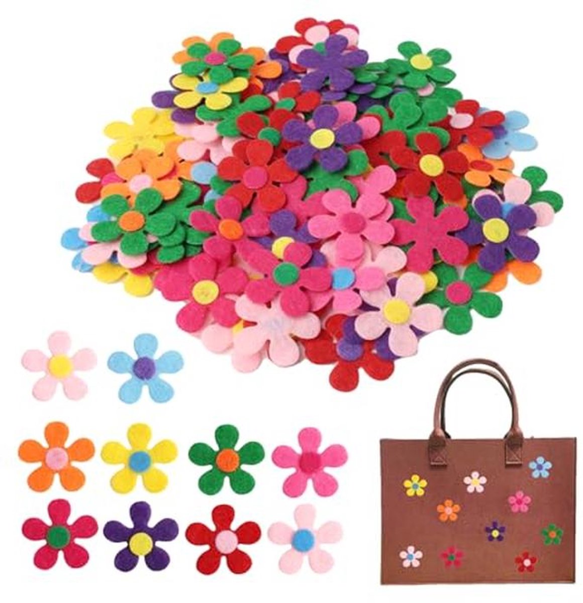 100 stuks zelfklevende stoffen bloemen voor knutselprojecten