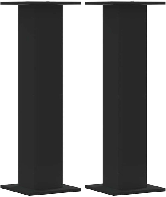 Deux supports de plantes noirs côte à côte sur fond blanc.