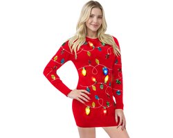 Kleurige Verlichte Kersttrui Jurk voor Dames - Feestelijke Ugly Sweater Dress
