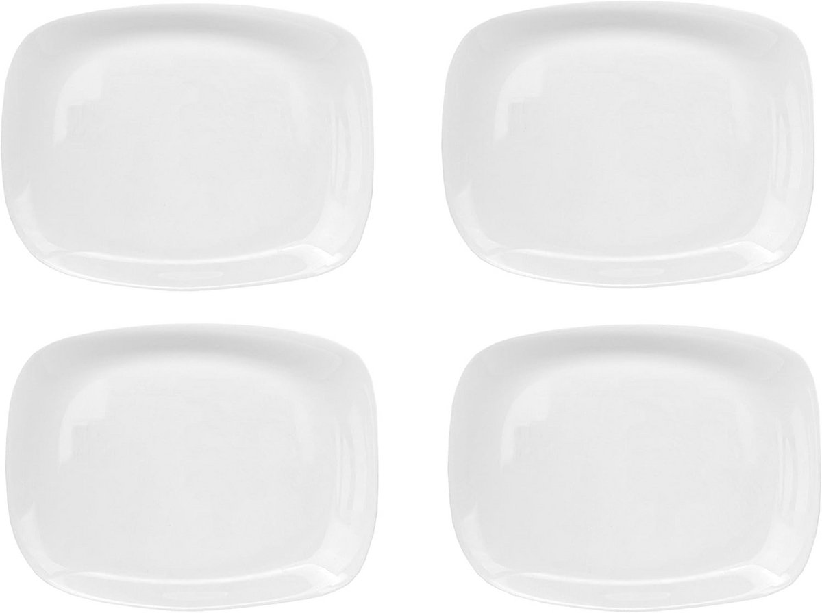 Set van 4 rechthoekige serveerborden van opaalglas - Tijdloos elegant ontwerp