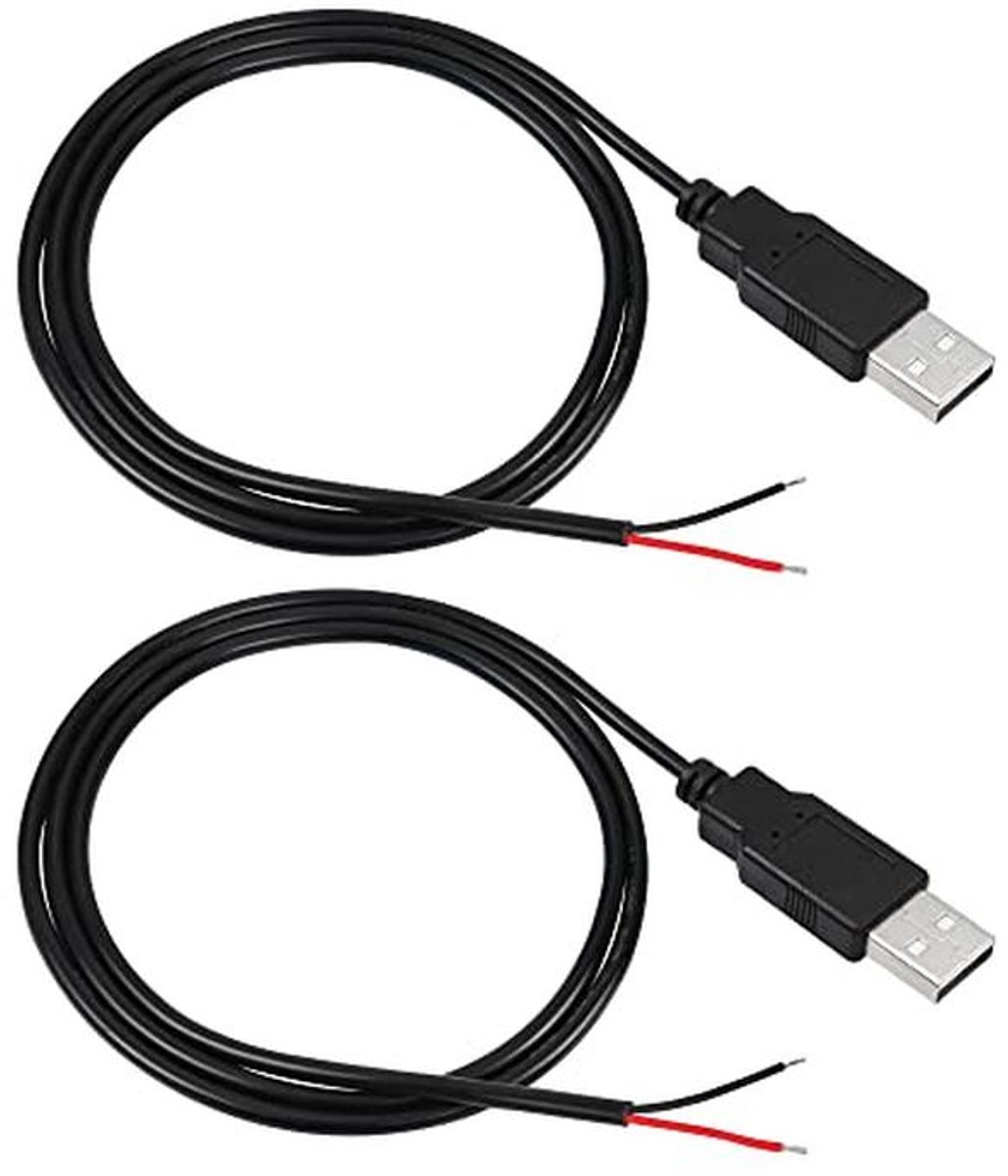 USB 2.0 Male Plug 2pin Bare Wire DIY Pigtail Cable - 1M