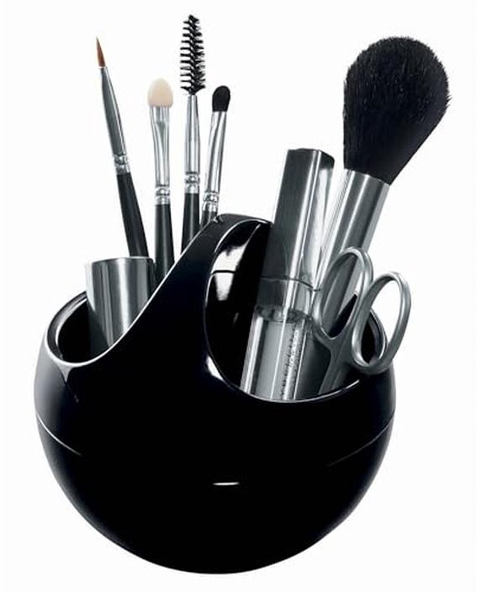 Cosmetica-organizer opbergdoos voor make-up en sieraden - 10,5 x 9,5 cm - Zwart