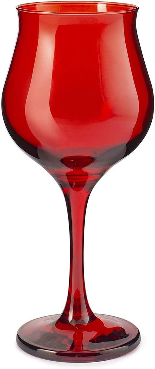 Wavy Set van 6 Rood Wijnglazen van Hoogwaardig Glas