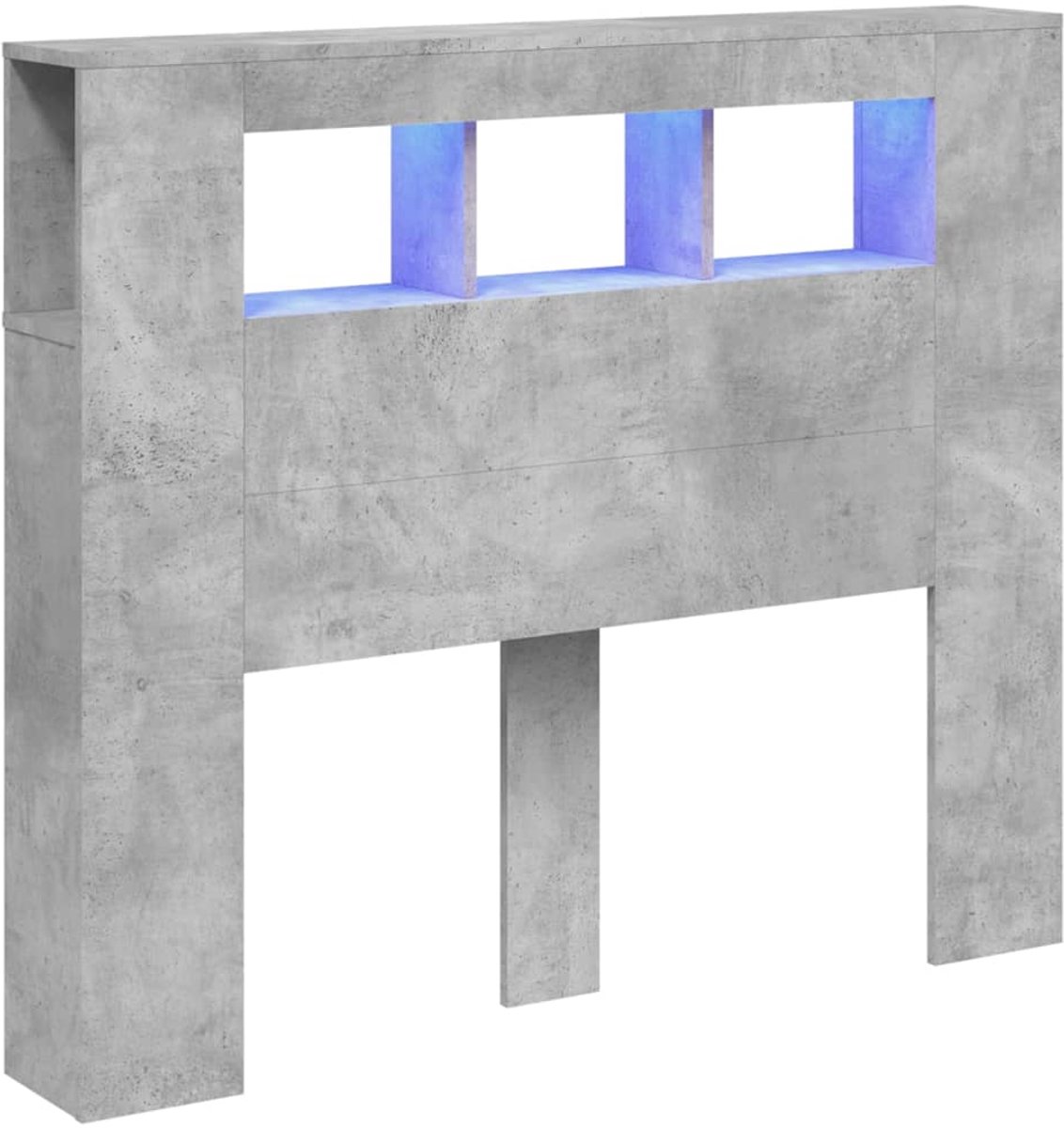 vidaXL - Hoofdeinde - met - LED - 120x18,5x103,5 - cm - bewerkt - hout - betongrijs