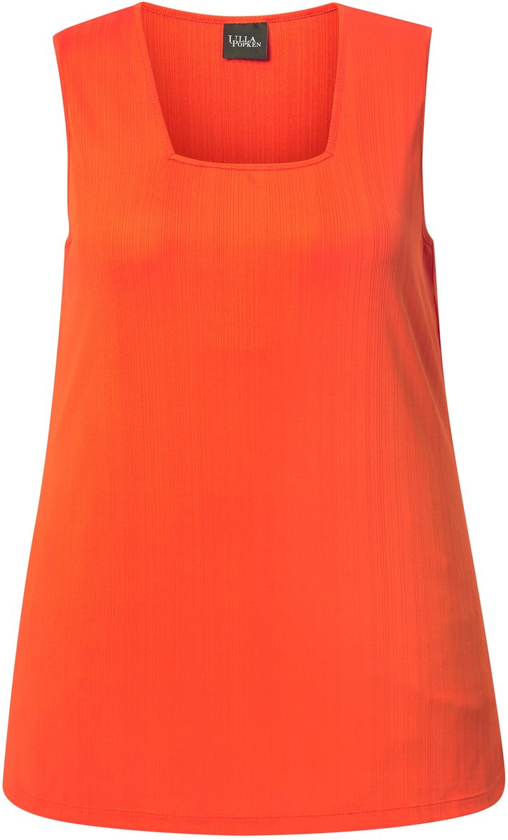Ulla Popken - Dames - Top ribjersey A-lijn carréhals mouwloos - Paprika - Maat 50+